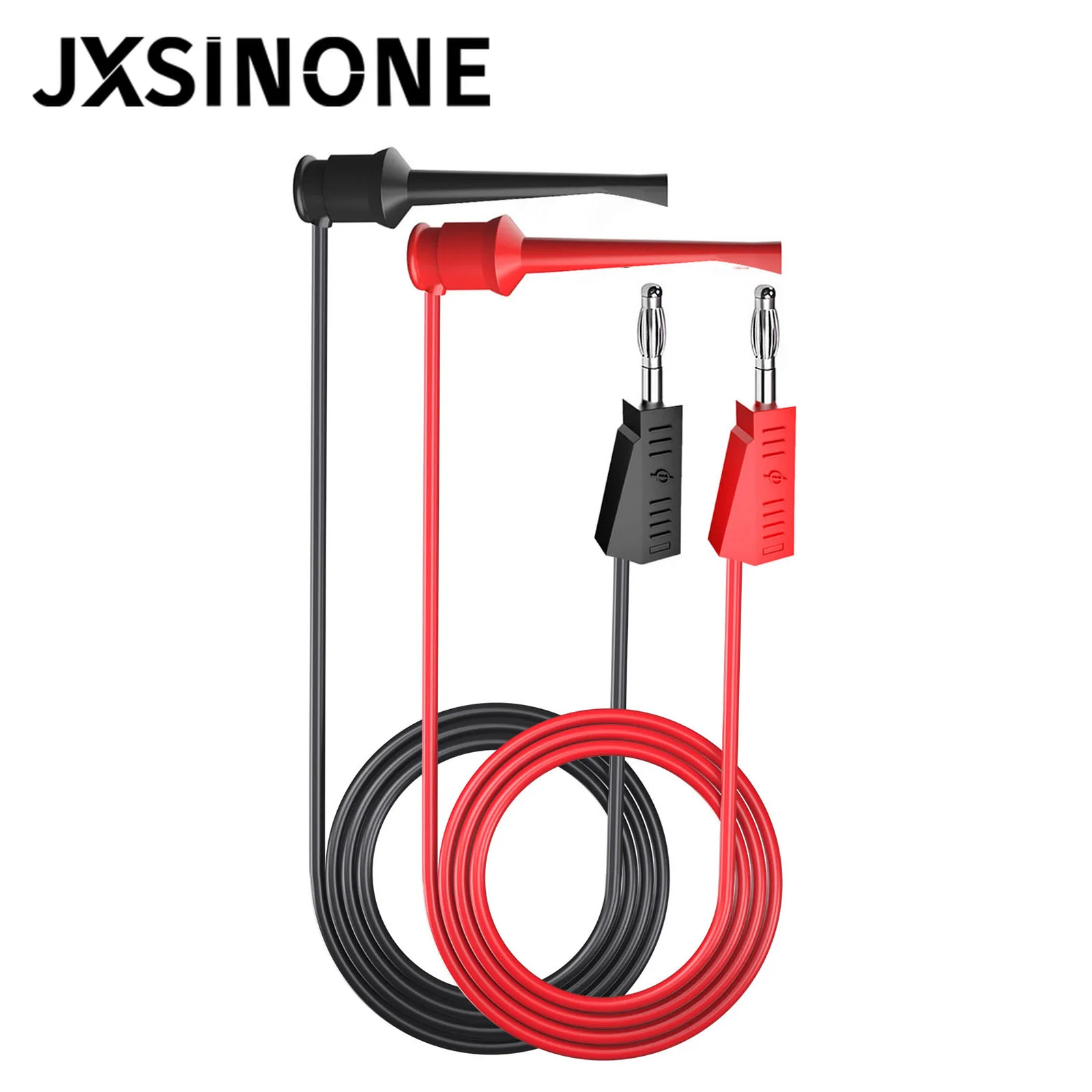 JXSINONE P1308B-3 2PCS 4mm Stackable Banana Plug to Test Hook Clip Test Leads Cable 100cm Wire  Electrical Minigrabber Connector