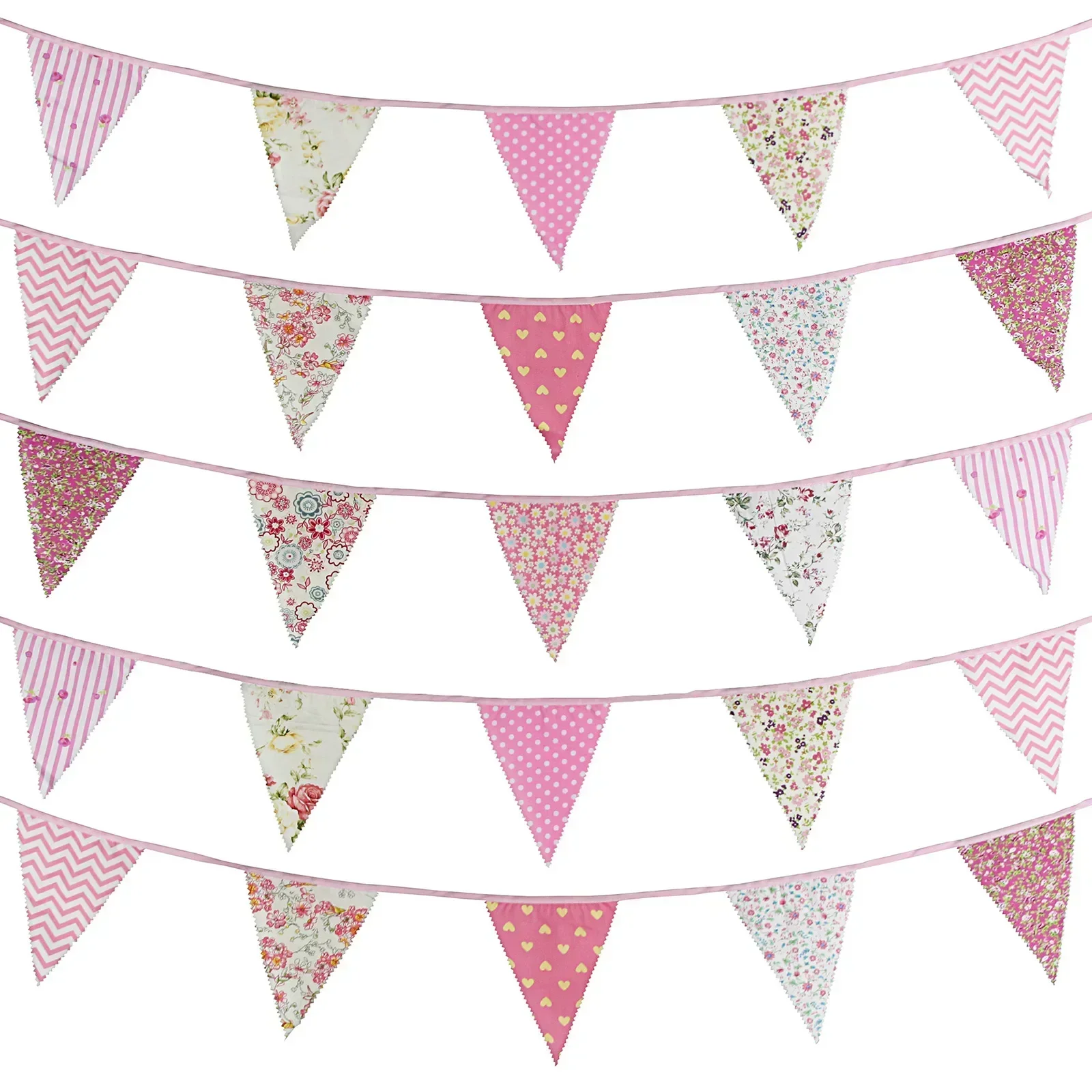 Vintage Flags Pennant Floral Flower Fabric Bunting Banner Triangle Personality Wedding Birthday Party Decoration Garden Banner