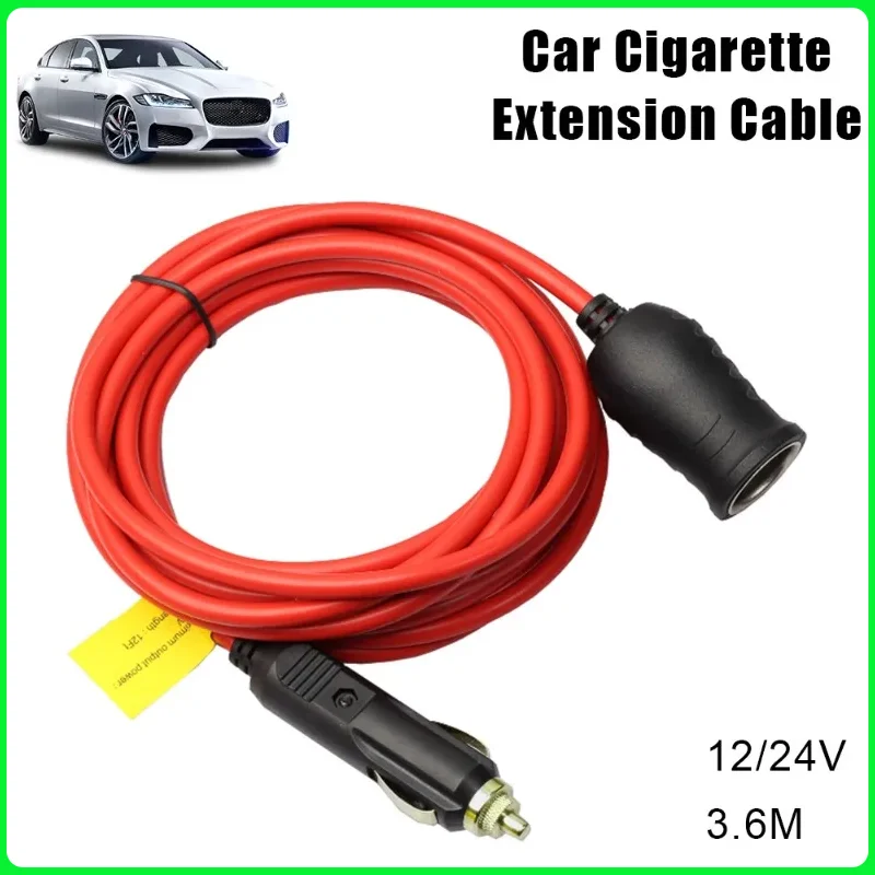 

12V 24V Auto Charger Cable Car Cigarette Lighter Extension Cord 3.6 M Socket Female Socket Plug with 15A Fuse