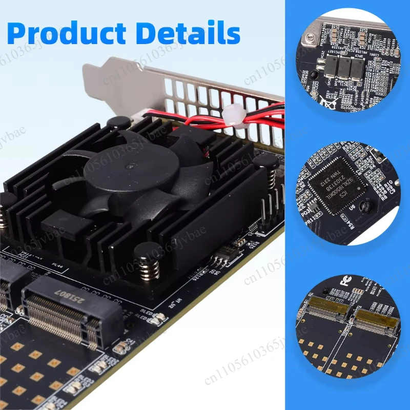 Supports FN 4-Bay M.2 PLX8747 Silent Full/Half Height PCI-e To NVMe，PCIe 3.0 4-Channel NVME Expansion Card, No Disassembly