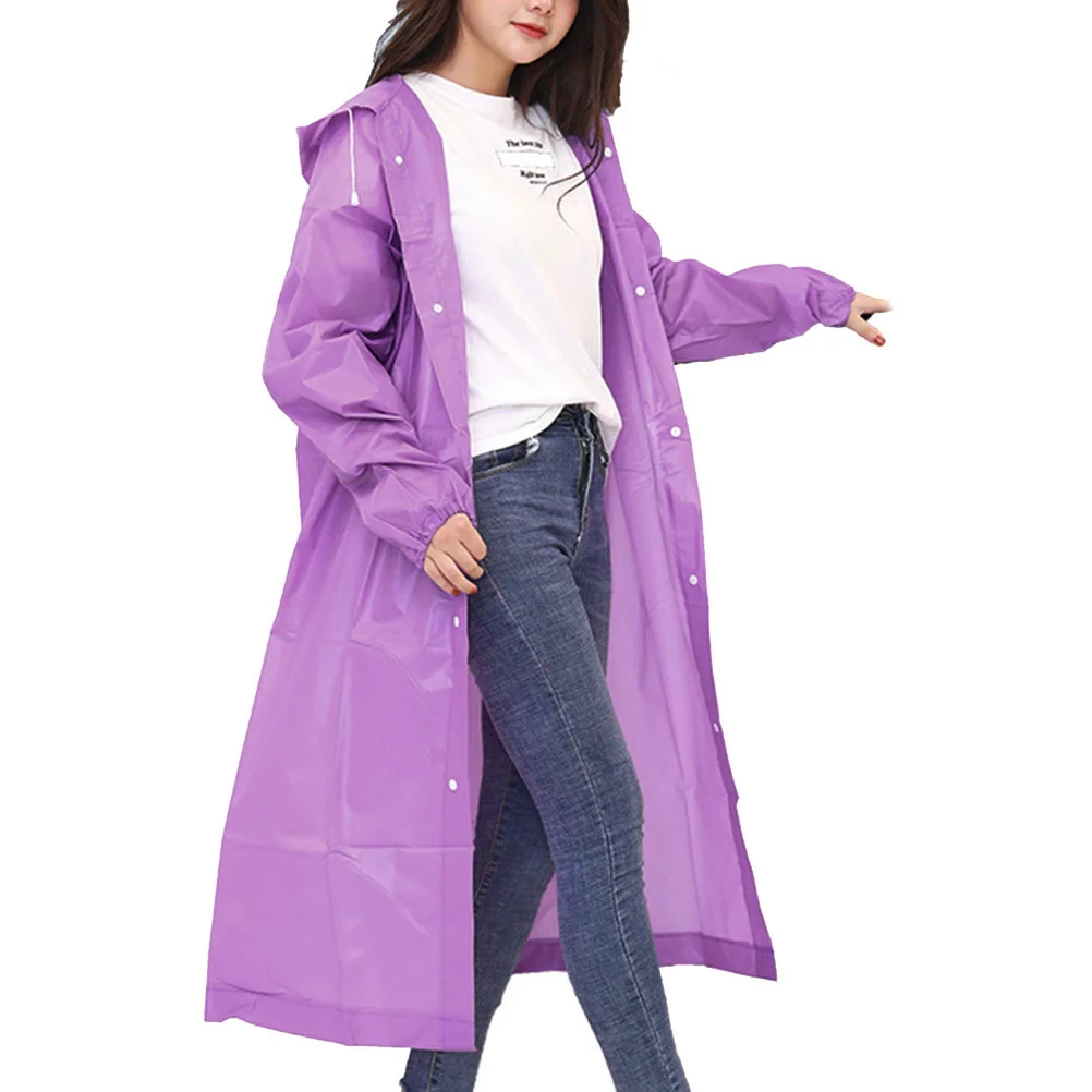 

3Pcs Pink Thickened Eva Adult Raincoat Portable Reusable Waterproof Hooded Rain Poncho Outdoor Travel Hiking Camping