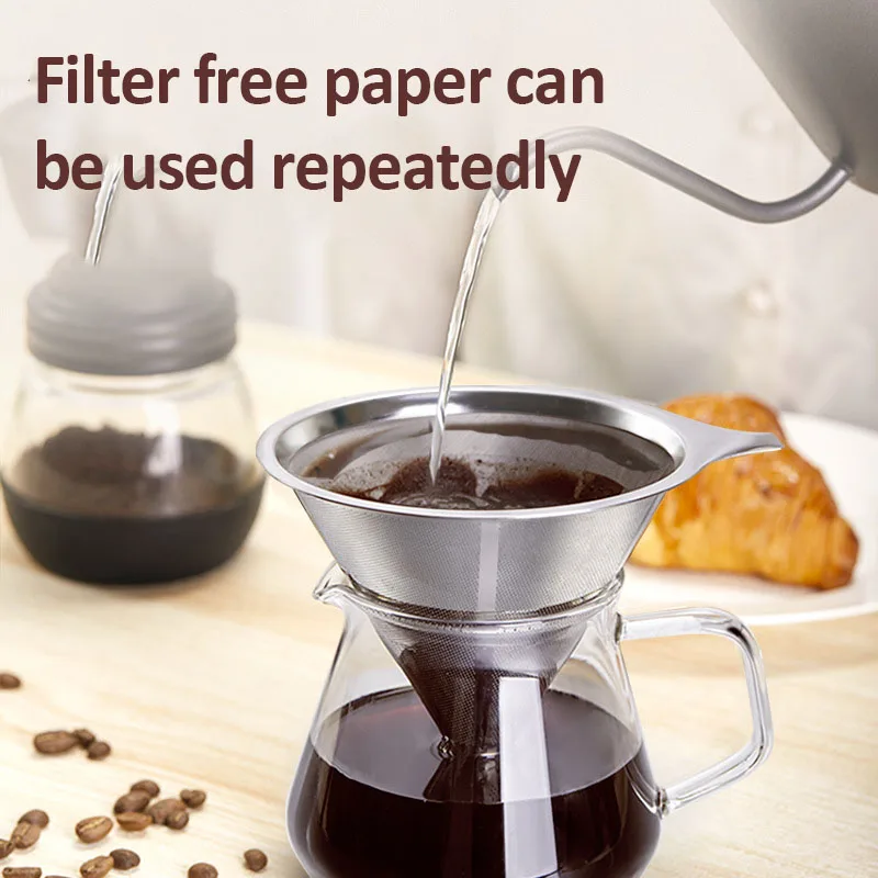 Reusable Double Layer 304 Stainless Steel Coffee Filter 300/800 Mesh Ultra-fine Coffee Tea Strainer Coffee Accessories