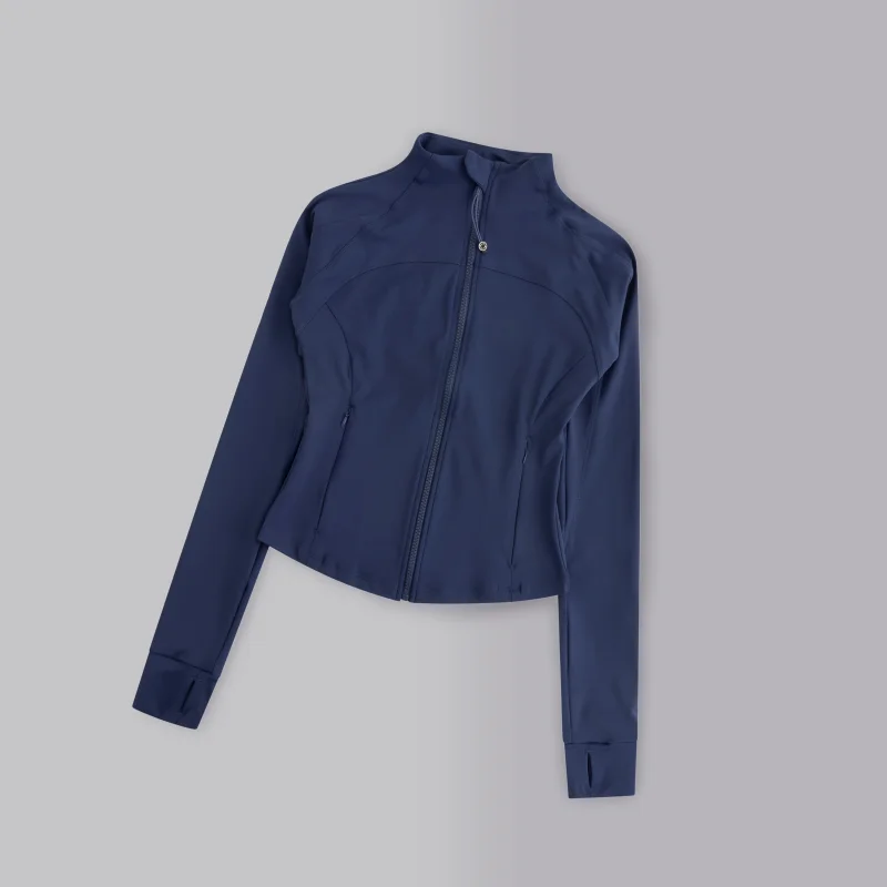 Women Slim Workout Top Female Training Yoga Jackets With Zipper & Pocket Tight Quick Dry Long Sleeve Sportswear Coat