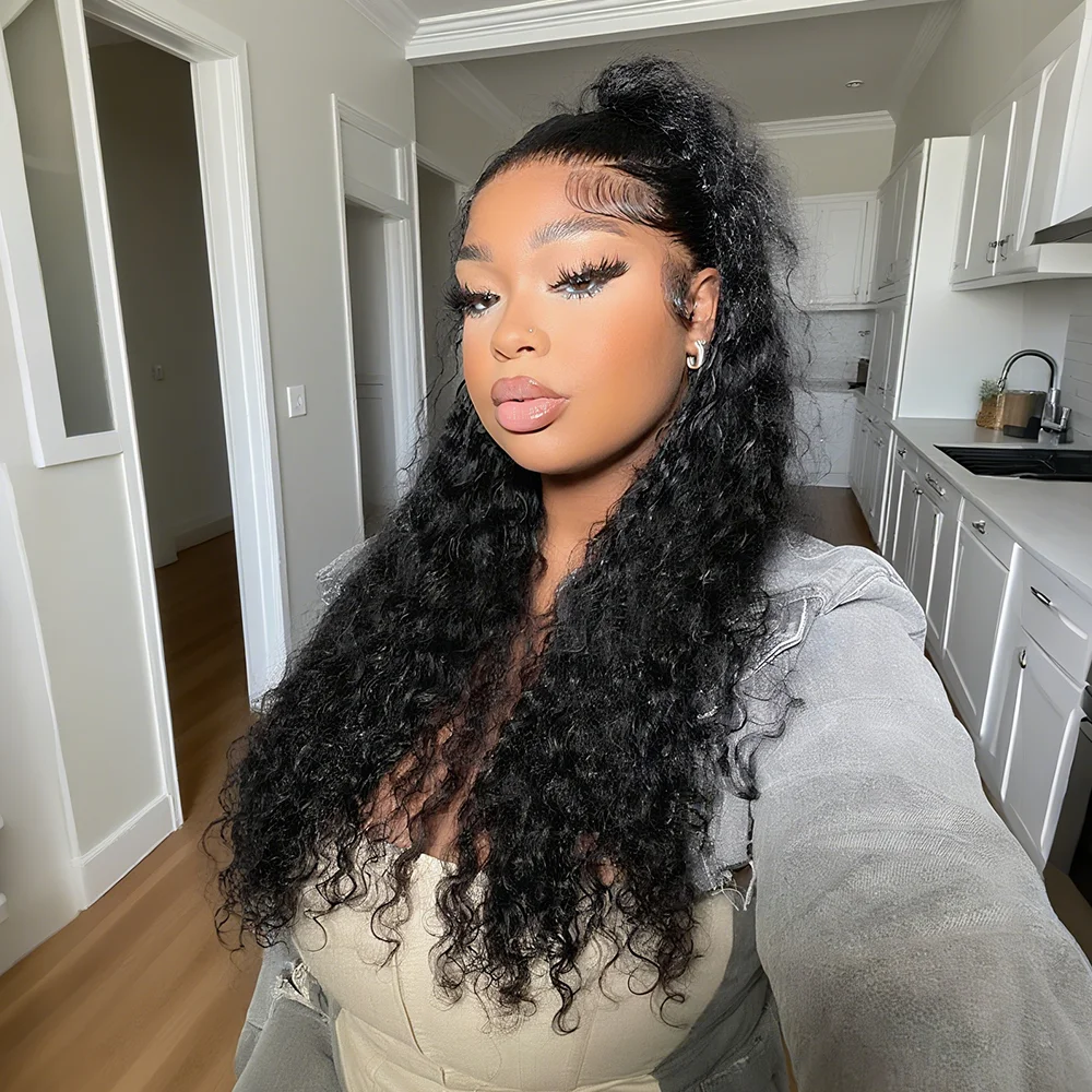 

250% Density Culry Wigs 40Inch Deep Wave 13x6 HD Lace Front Human Hair Wigs 13x4 Transparent Water Wave Wig Pre Plucked For Wome