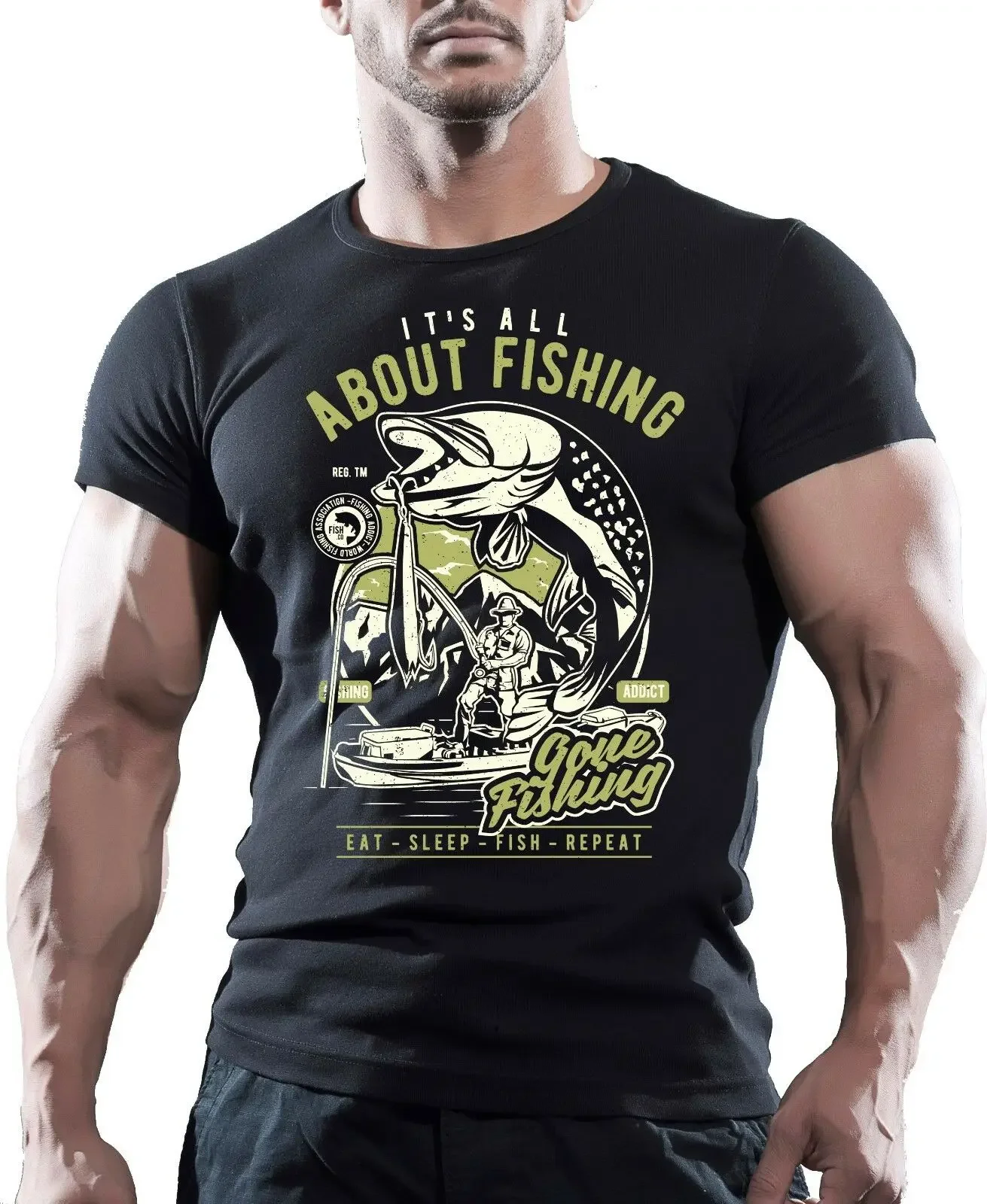 

It's All about Fishing. Vintage Fisherman Angler Gift T-Shirt. Summer Cotton Short Sleeve O-Neck T Shirt New S-3XL