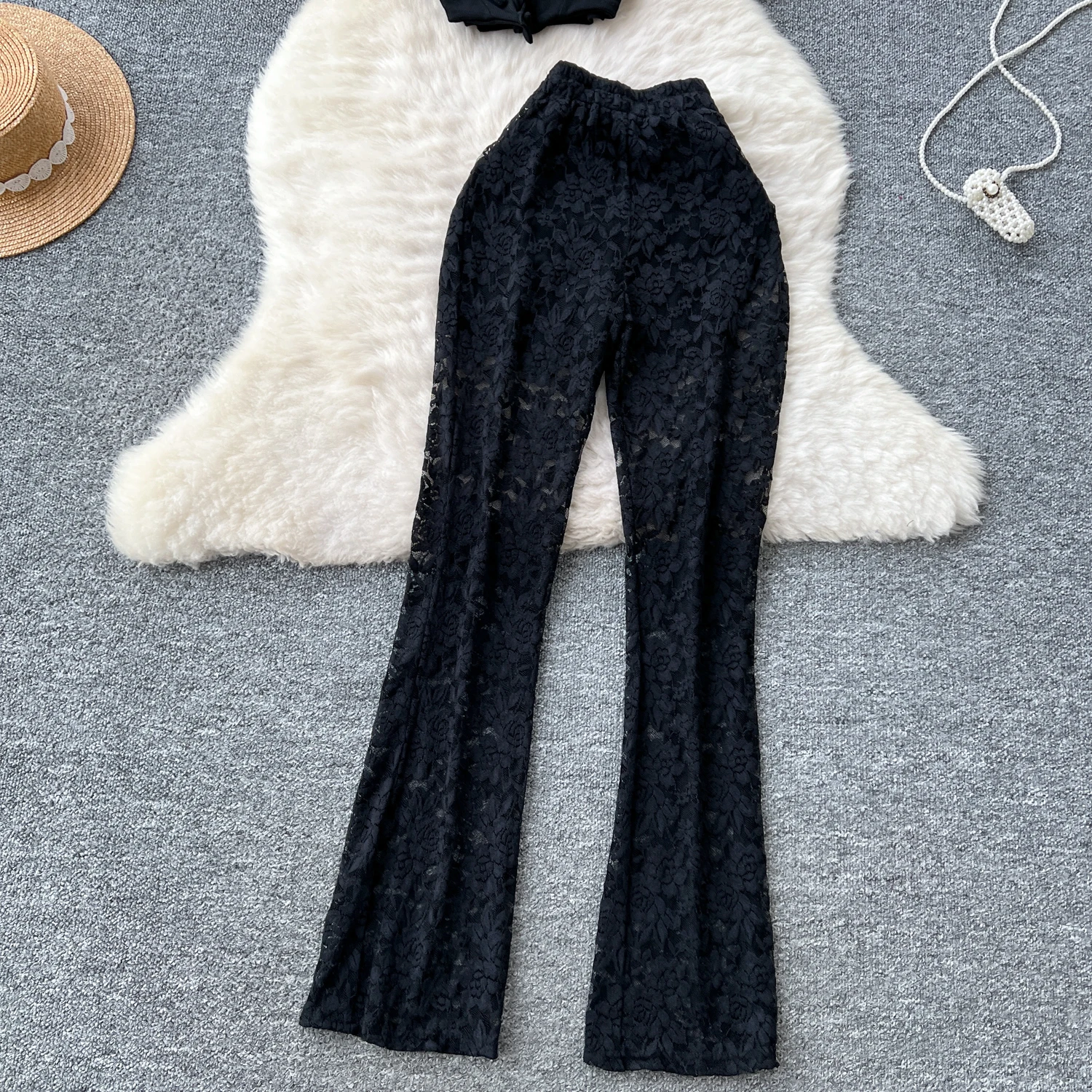 Foamlina American Ins Weibliche Sexy Träger Ärmellose Tube Top Enge Weste Camis + Hohe Taille Hüfte Wrap Spitze Hosen Hosen