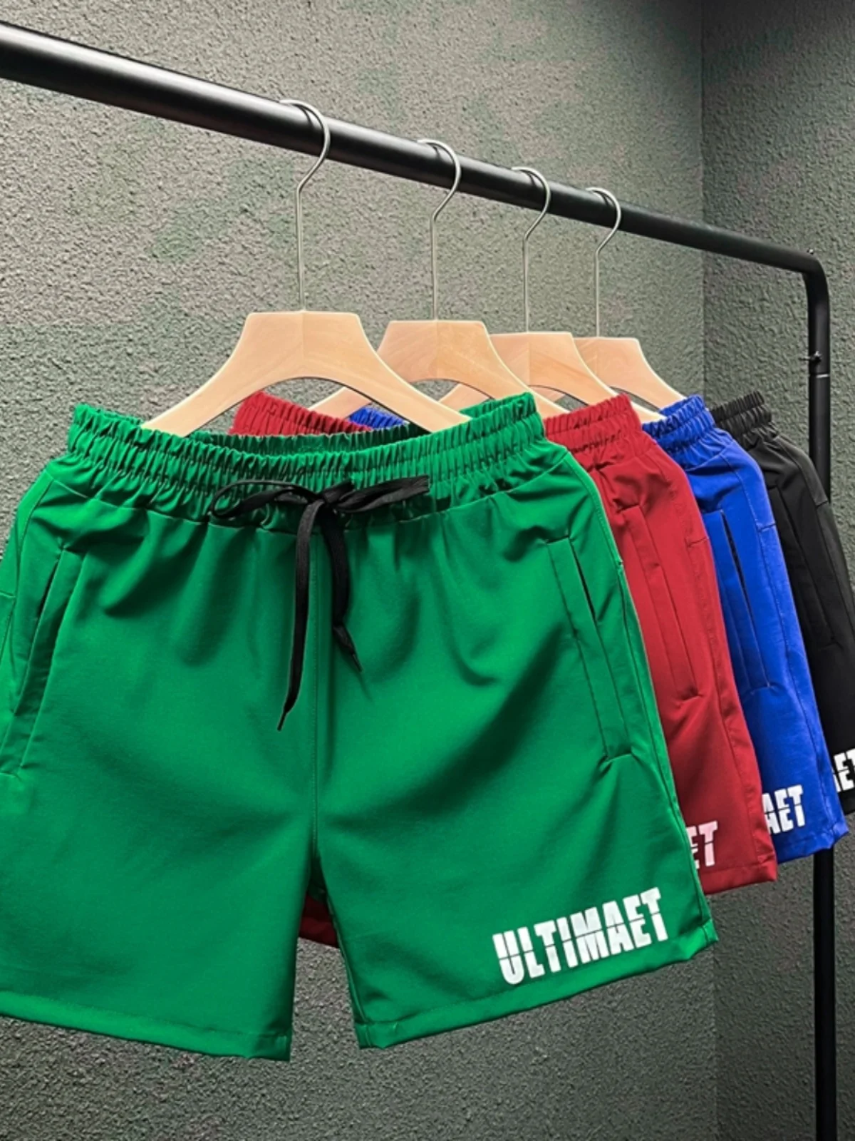 

Мужские летние повседневные эластичные брюки для бега, спортивная футболка Qui Dry, длина четверти, домашняя одежда для пар