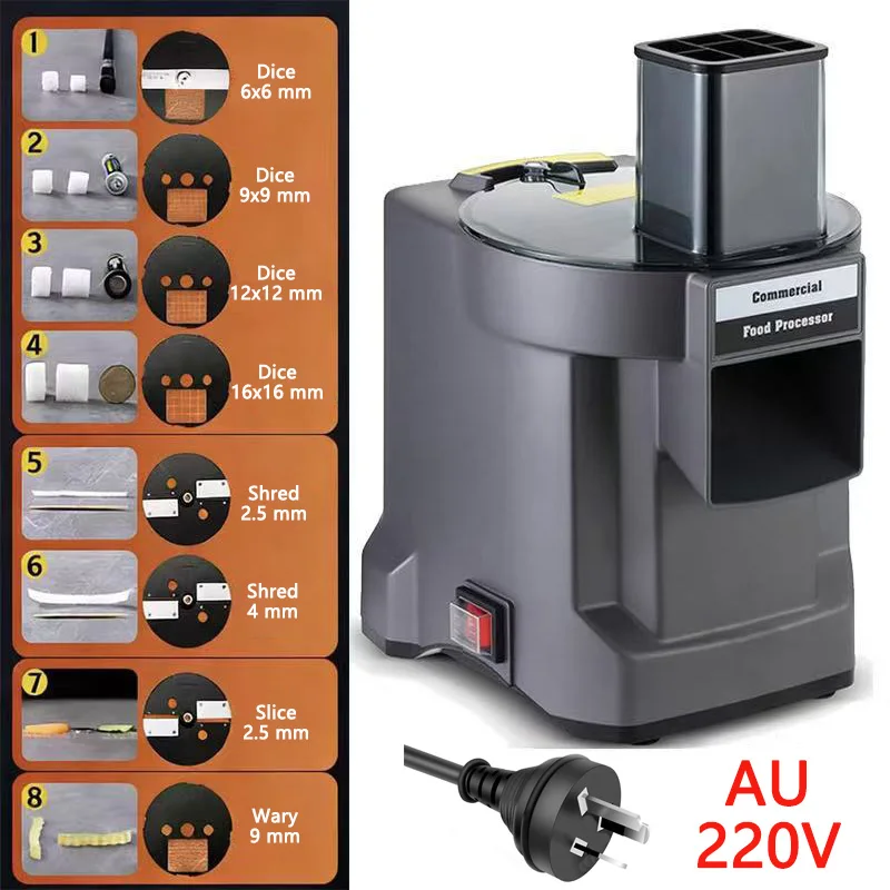 Commerciële Groente Chopper 3-in-1 Multifunctionele Elektrische Snijmachine Wortel Aardappel Slice Shred Blokjes Keukenmachine