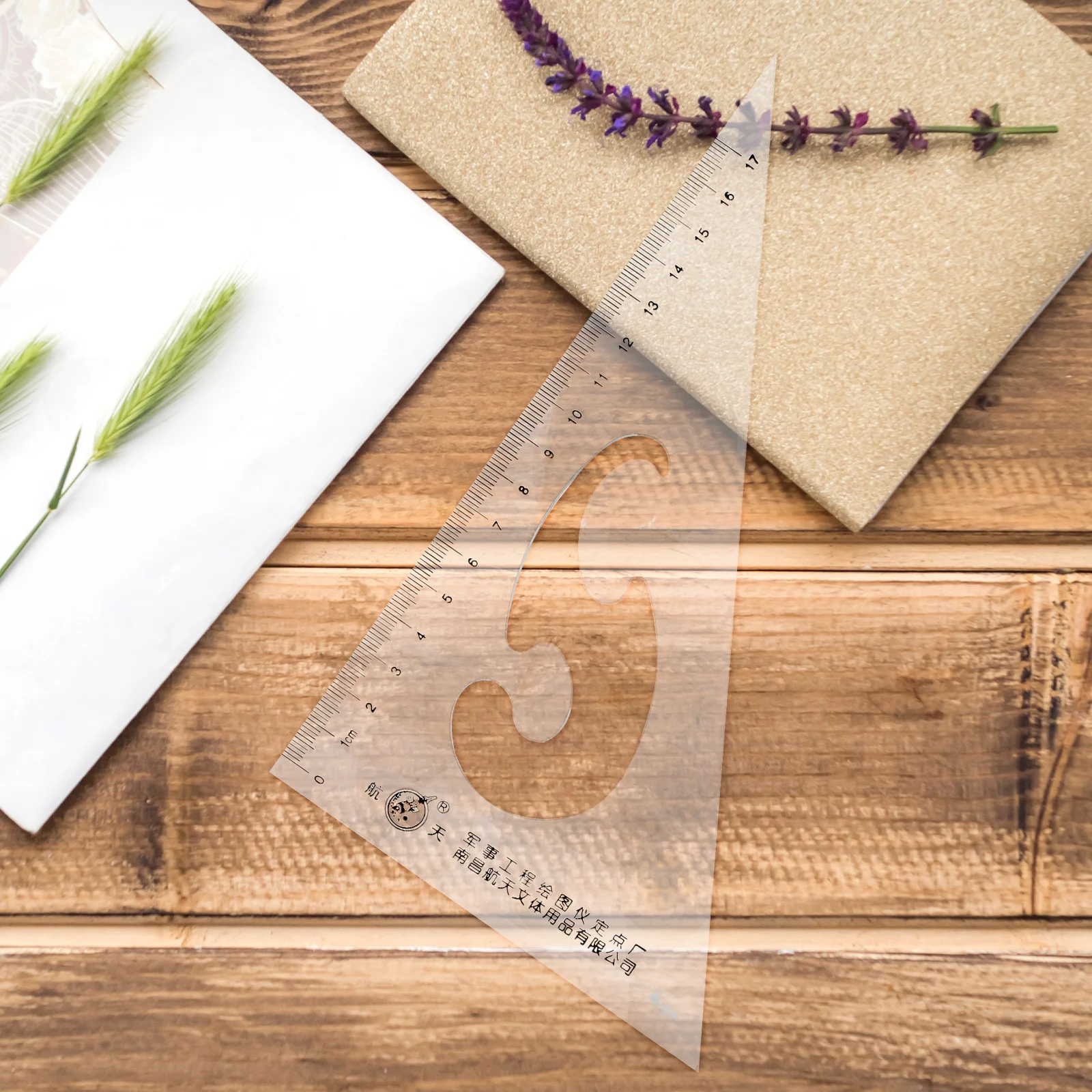 2Pcs Set Square Transparent Protractor and Ruler Kit for Architectural Drafting Supplies Angle Template Tool Multi Functional