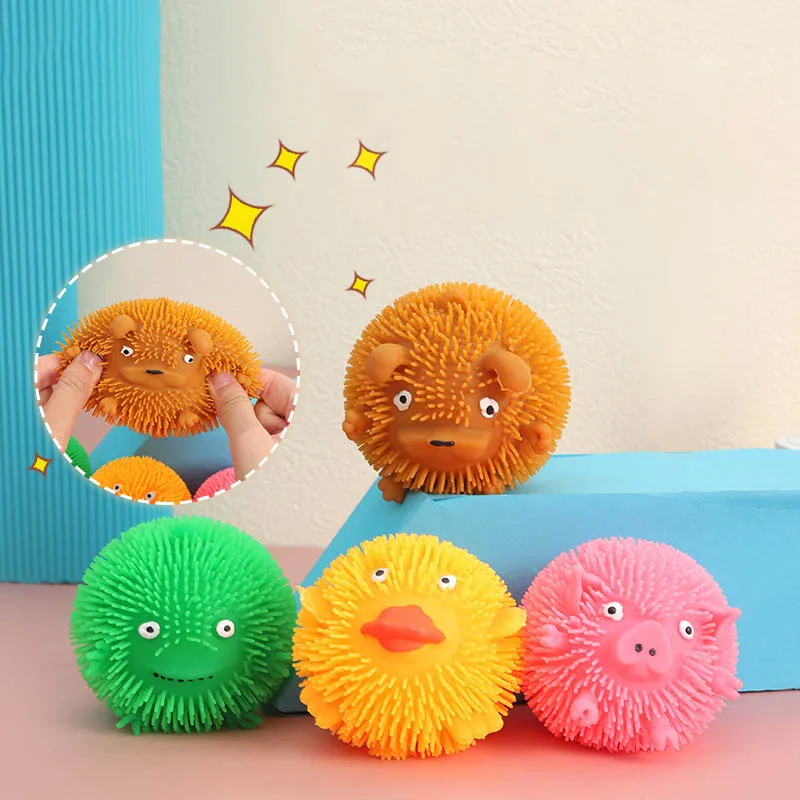 

Креативные светящиеся пушистые сенсорные шарики с животными, сжимаемые щипцы, детская игрушка для снятия стресса, мягкие животные, анти-тревожная игрушка в подарок