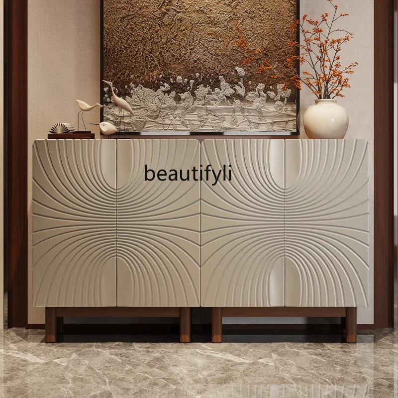 

zq1Solid wood entrance cabinet Light luxury entrance entrance decorative living room locker Multifunctional storage cabinet