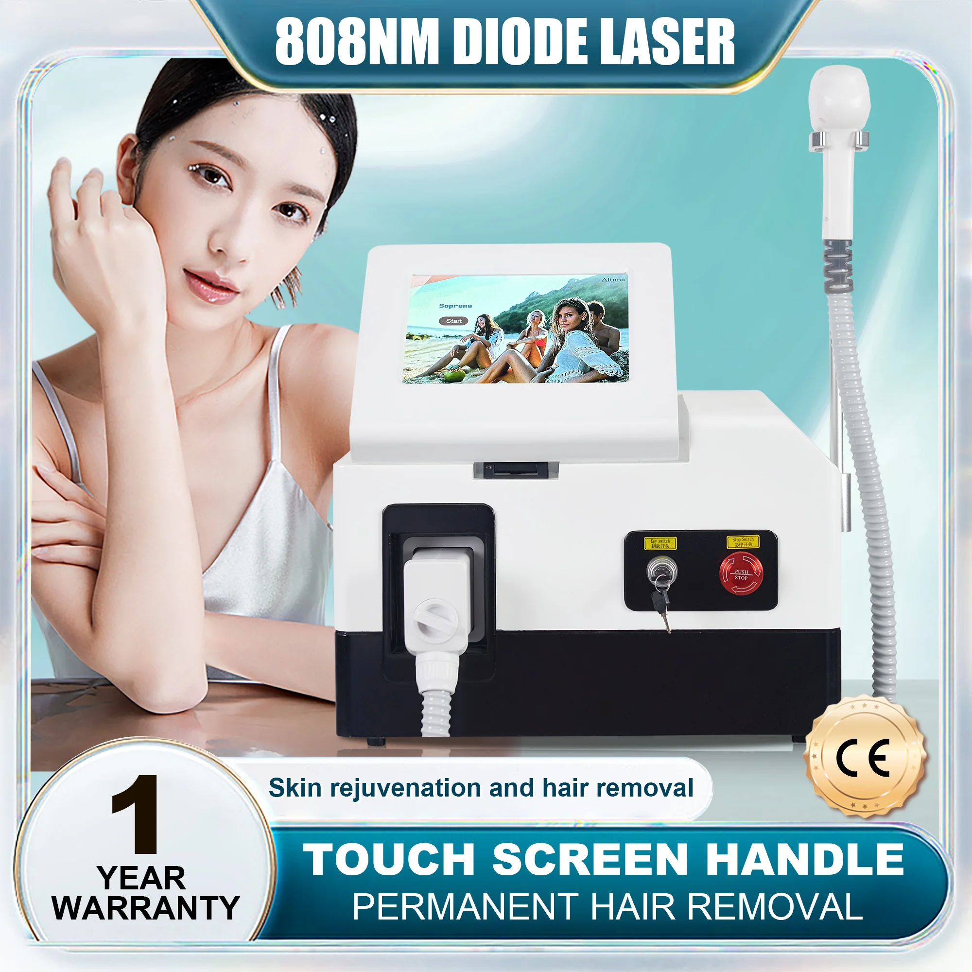 4500W Semiconductor Laser Hair Removal Device Three Wavelengths 755nm 808nm 1064nm Ice Cooling Painless Hair Removal System