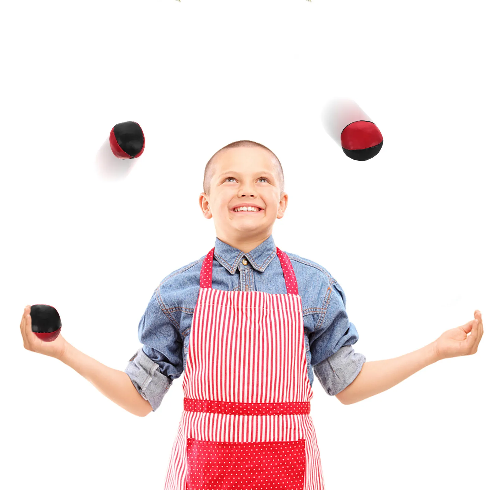 

3Pcs Mini Juggling Balls for Children Red Black 6.3cm Hand Grip Stage Performance Soft Toss Catch Juggling Bean Bags Beginners
