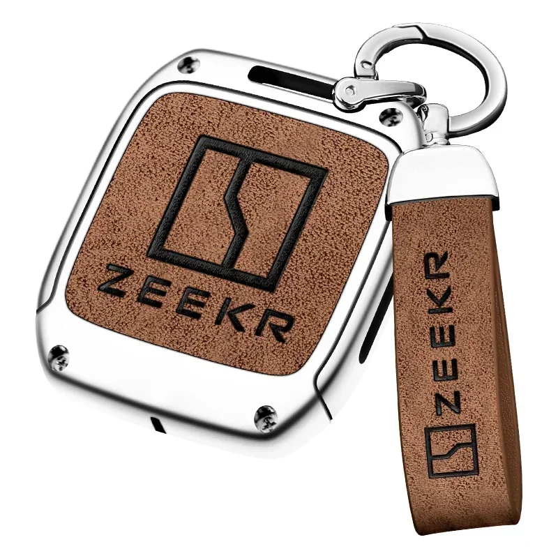 2022 2023 Brand New Zinc Alloy+Leather TPU Protective Shell Buckle Car Smart Remote Key Bag For ZEEKR 001 009 Accessories