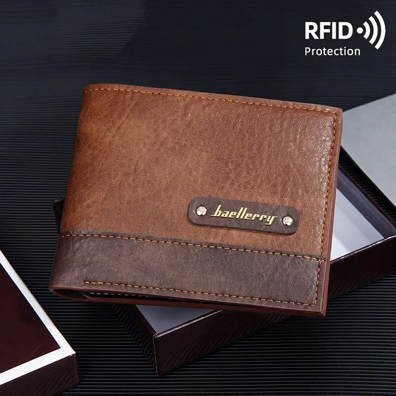 กระเป๋าสตางค์ dompet koin 2024สำหรับผู้ชาย, กระเป๋าสตางค์แฟชั่นกัน RFID ปิดกั้นกระเป๋าสตางค์หนังชายมีซิปกระเป๋าใส่เงินกระเป๋าเก็บบัตรธุรกิจ