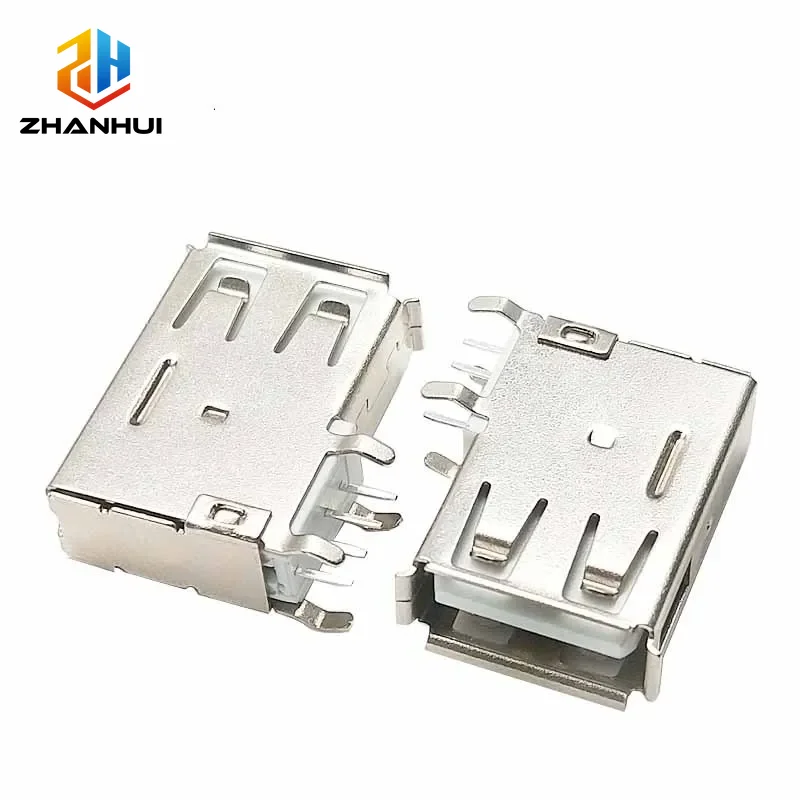 5/10PCS USB 2.0 Type-A Female Socket - 90° Bent Foot Side PCB Mount Data Interface Adapter