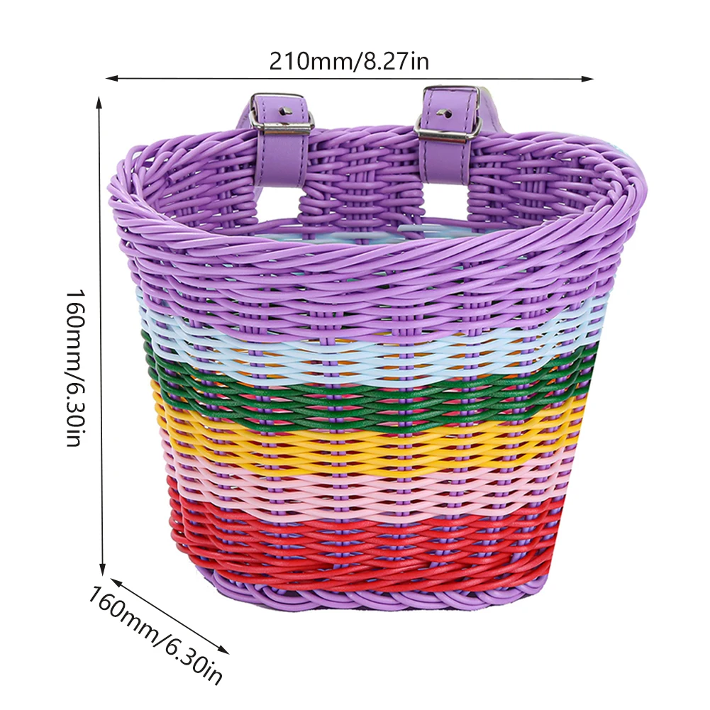 4pcs/Set PE Rattan Wicker Bicycle Front Basket+Bell+Tassel+Stickers Adjustable Handwoven Kid Adult Bike Handlebar Accessories