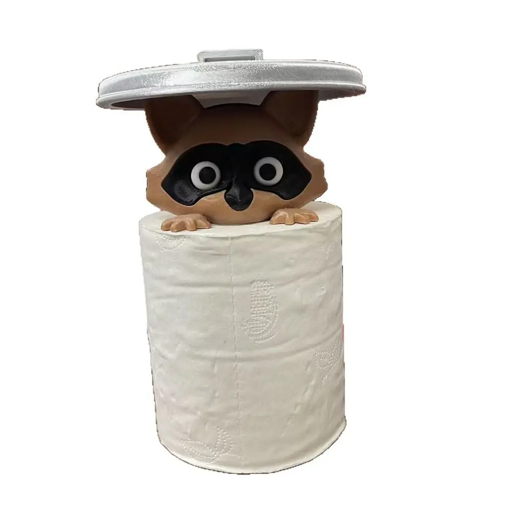 Adorable Animal Design Raccoon Toilet Paper Holder No Drilling Required Wall Mounted Tissue Roll Dispenser Funny Animal Decor RV