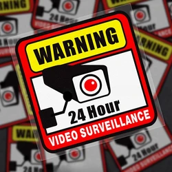 1PC 24H Video Surveillance Motorcycle Stickers Funny DIY Motorbike Fuel Tank Scooter Warning Waterproof Car Window Decoration