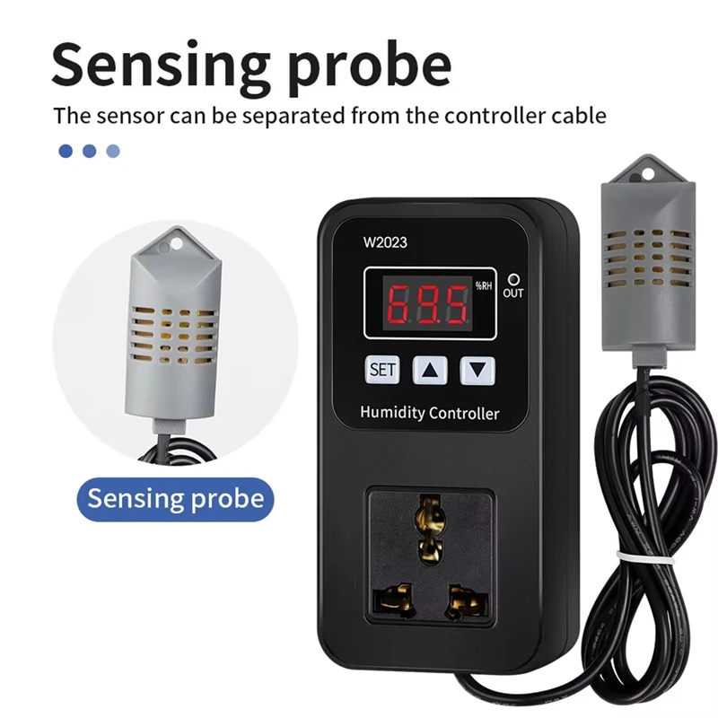 W2023 Display Digital Controlador de Umidade Soquete, Humidificação 1500W, Interruptor De Controle De Humidificação, Plug EUA