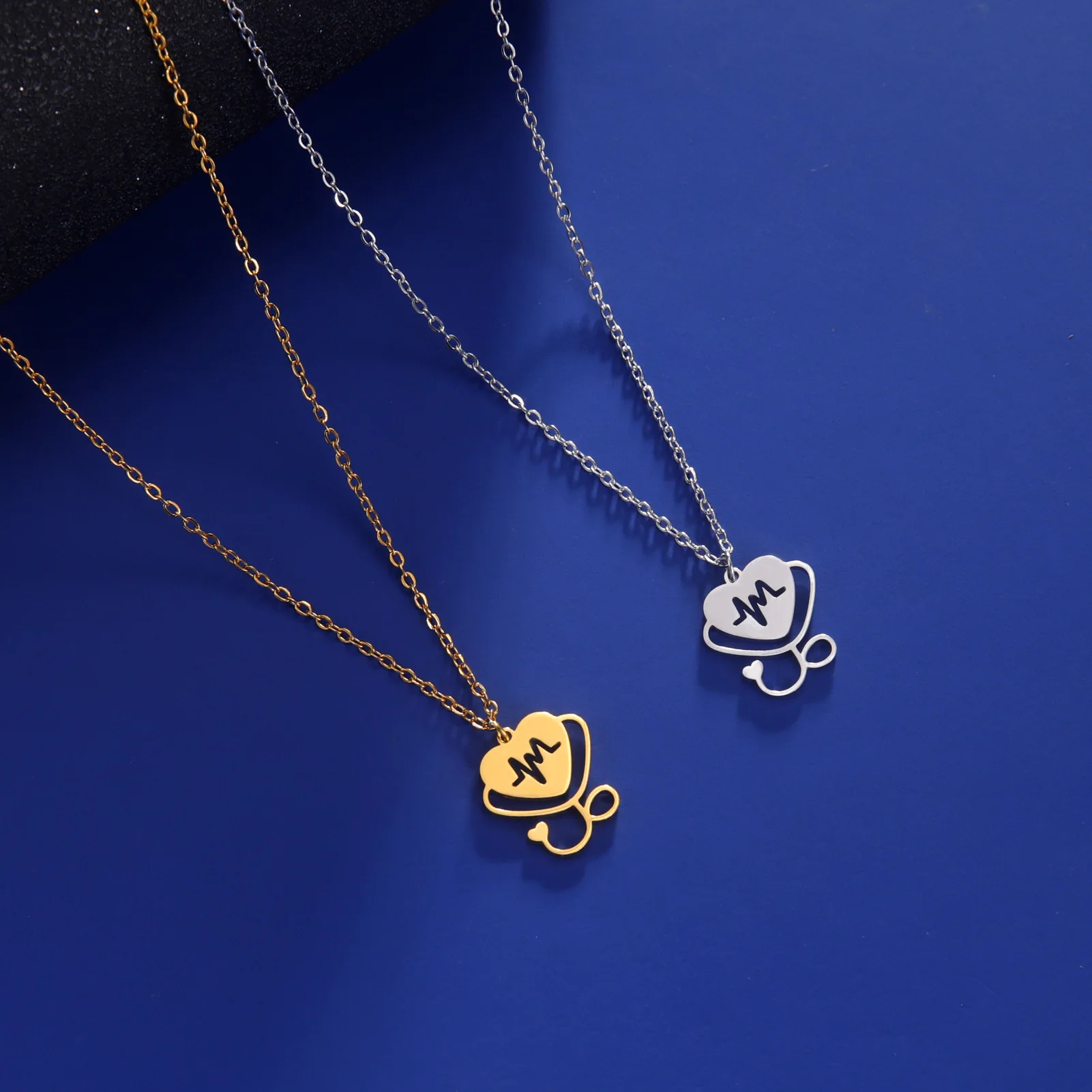 الفولاذ المقاوم للصدأ السماعة نبضات القلب الطبية ممرضة طبيب قلادة قلادة مجوهرات رائعة هدية للنساء #5