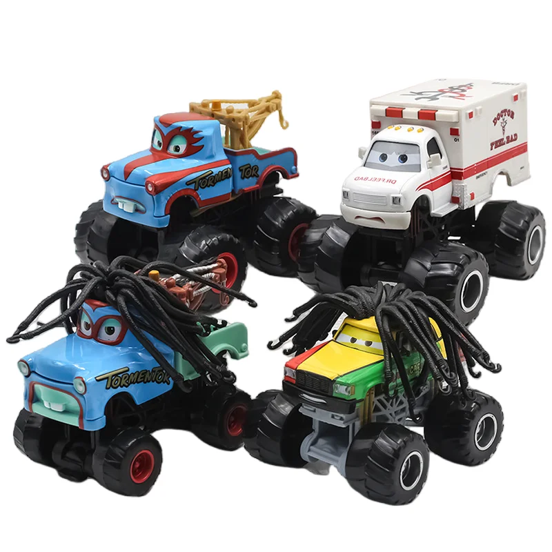 Disney Pixar Cars 2 3 Wrestler Mater High legged Lightning McQueen Racing Series Metal Alloy Vehicle Kid Collection Toys