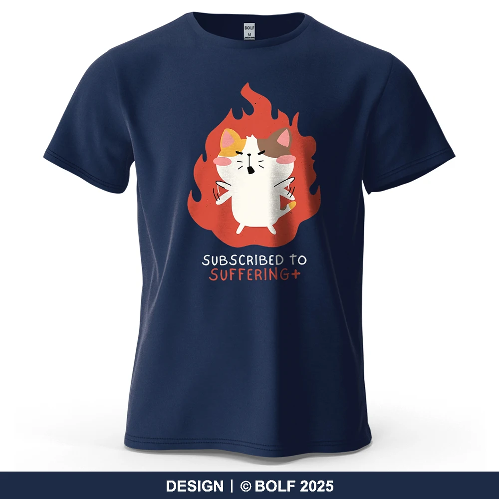 Abonnierte, um ein Cartoon-Stil bedrucktes Herren-T-Shirt aus 100 % Baumwolle, übergroße, humorvolle Grafik-T-Shirts für Damen, T-Shirts, Streetwear