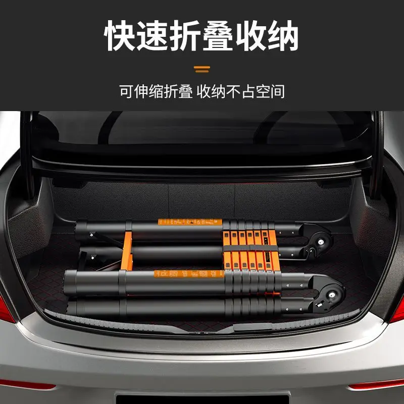 Thickened Aluminum Alloy Bamboo Joint Telescopic Ladder, Foldable Lifting A-Frame Ladder for Home and Engineering Work
