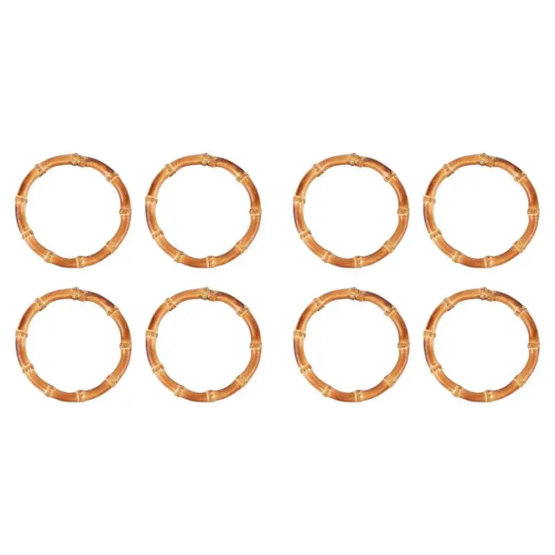 

Hot Trend-8Pcs Wooden Round Bamboo Bag Handle Replacements Handmade Bag Purse Making Handles For Handbag Crafting