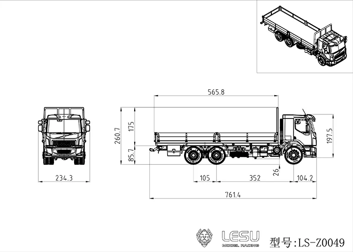 

LESU 1/14 RC Flatbed Truck 6x4 Model Light System Compatible With Remote Control Car Tamiyaya Model Gift Toy TH20427