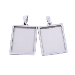 5pcs 18x25mm Rectangle Cabochon Setting Trays Stainless Steel Bezel Pendant Base Blanks Diy Necklace Making Accessories