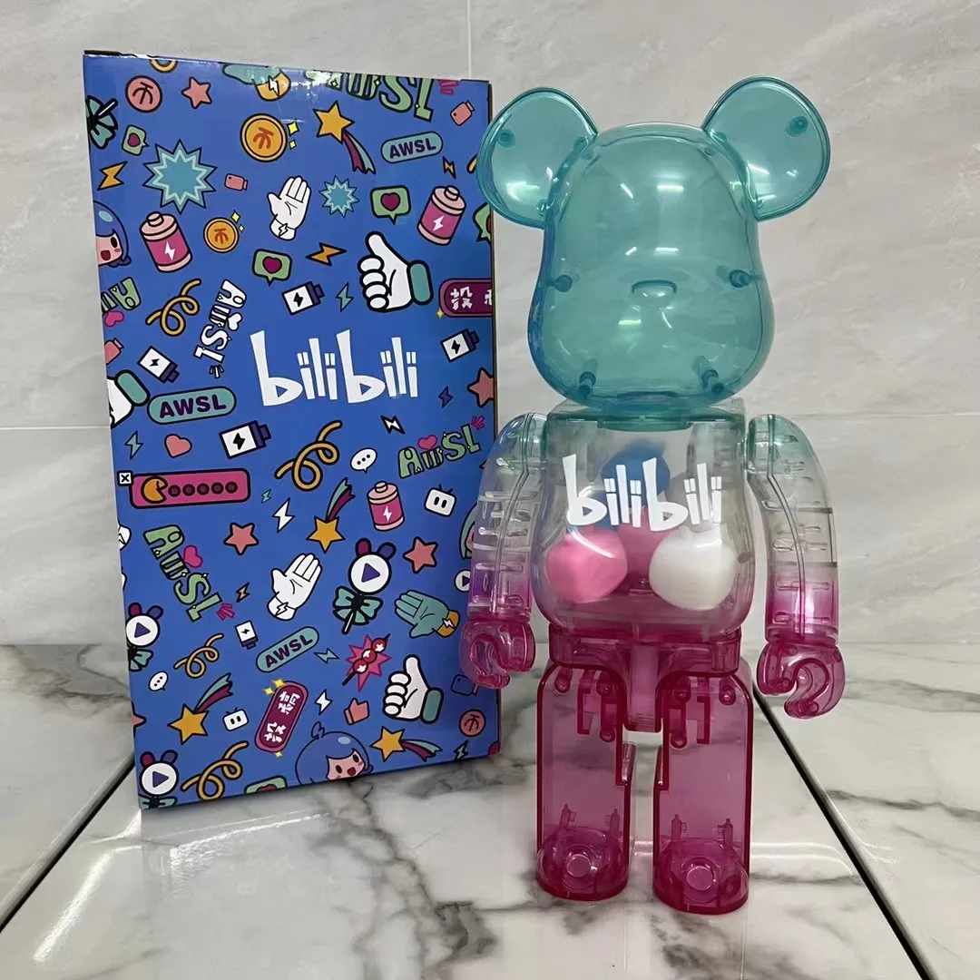 

Bearbrick 400% B Station Прозрачная мультяшная кукла Медведь 28 см Высота Коллекция Подарок Ручная работа Украшения для дома