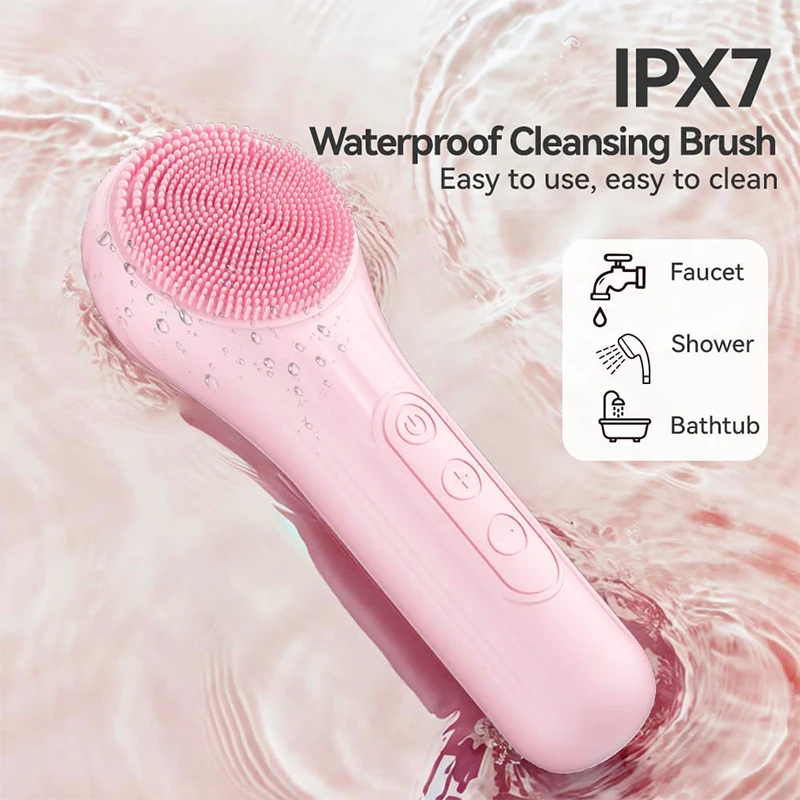 Brosse électrique de nettoyage du visage en Silicone, nettoyage en profondeur des pores, Vibration sonique, dissolvant de points noirs d'acné, nettoyeur de pores étanche