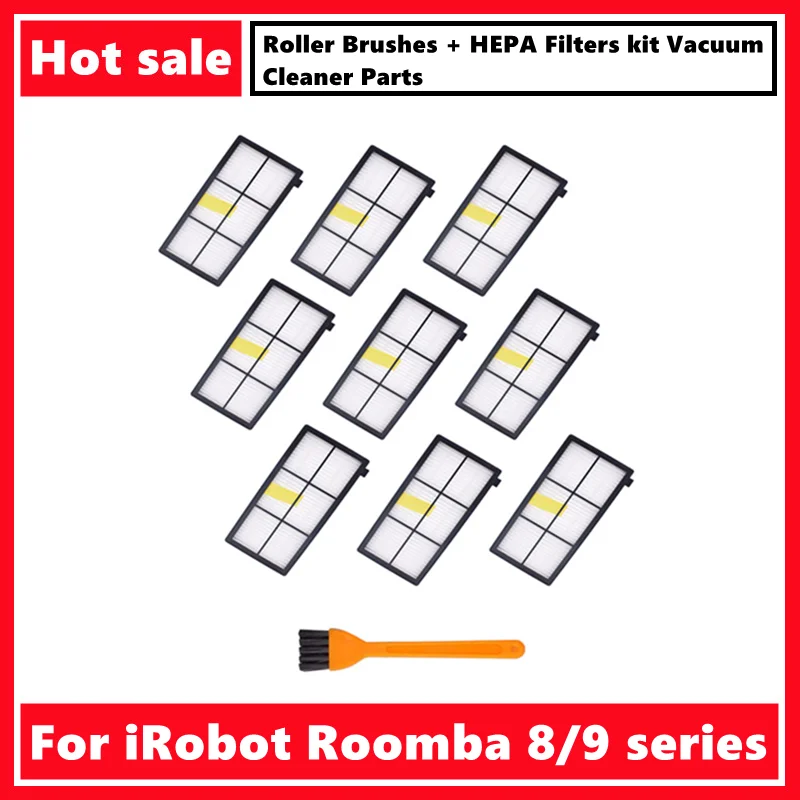 Kit de escovas de rolo + filtros hepa para irobot roomba 800 860 865 866 870 871 880 885 886 890 900 960 966 980 peças de aspirador de pó