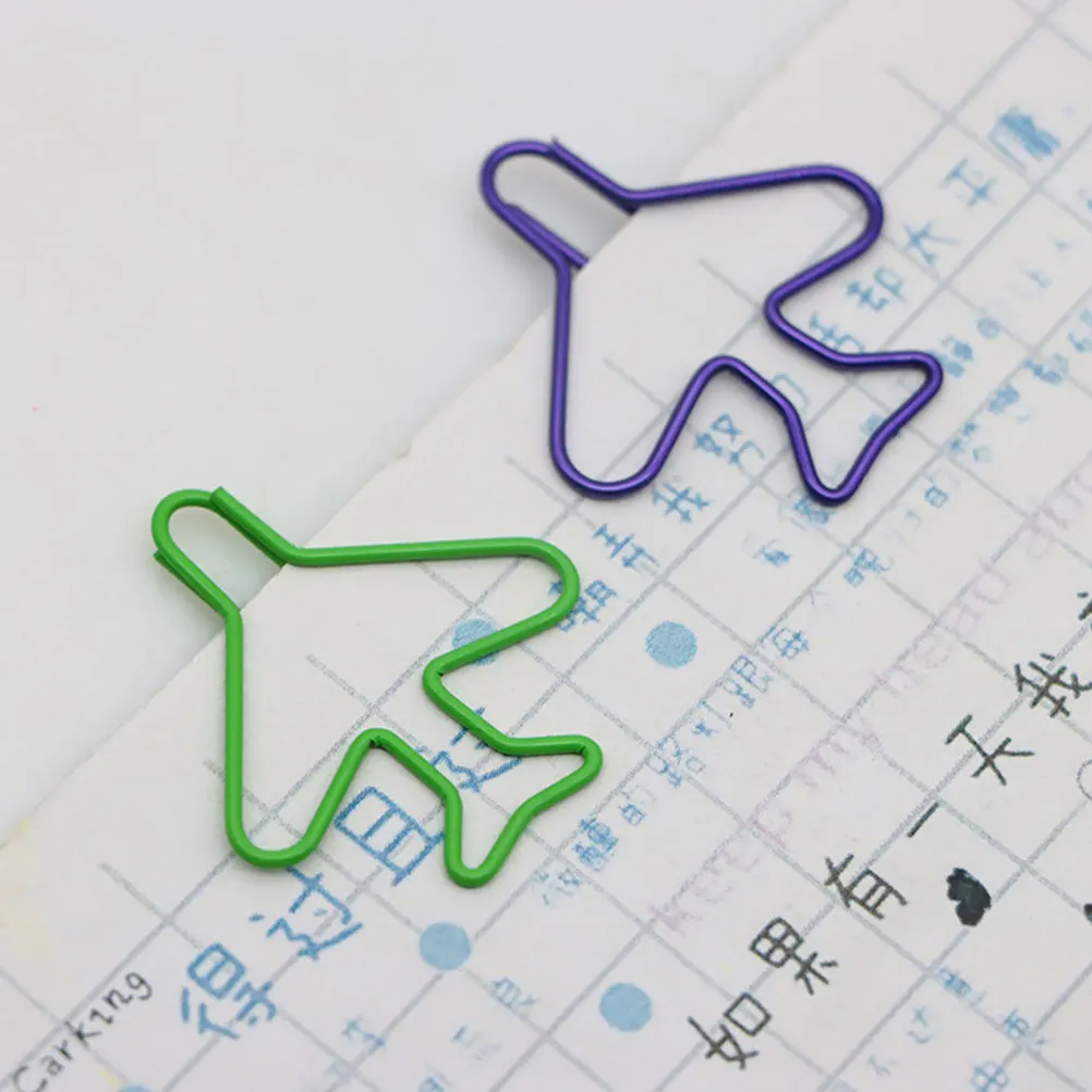 

70pcs Airplane Shaped Paperclips Colorful Creative Office Supplies Multi-Use Small File For Documents Organization Cute