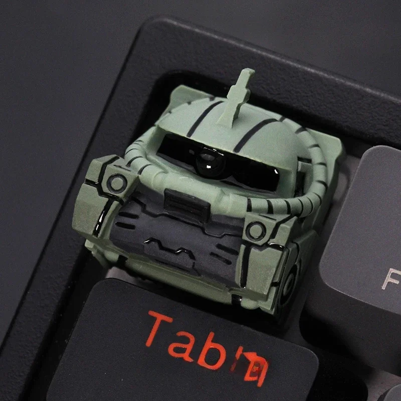 Anime keycaps mecha tema resina keycap zaku vermelho personalizado chave bonés teclado mecânico artesanal keycap pc gamer brinquedos presentes do feriado