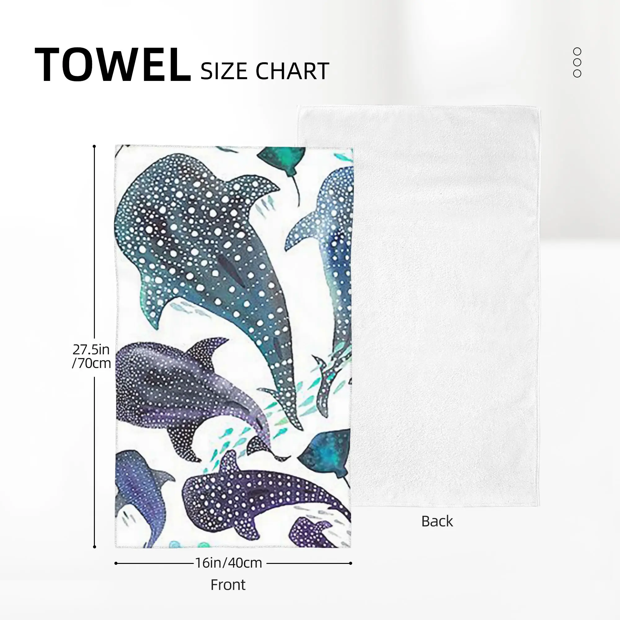 Custom Whale Shark, Ray And Sea Creature Play Soft Face Towel Quick Dry Pool Bath Cotton Towels Breathable