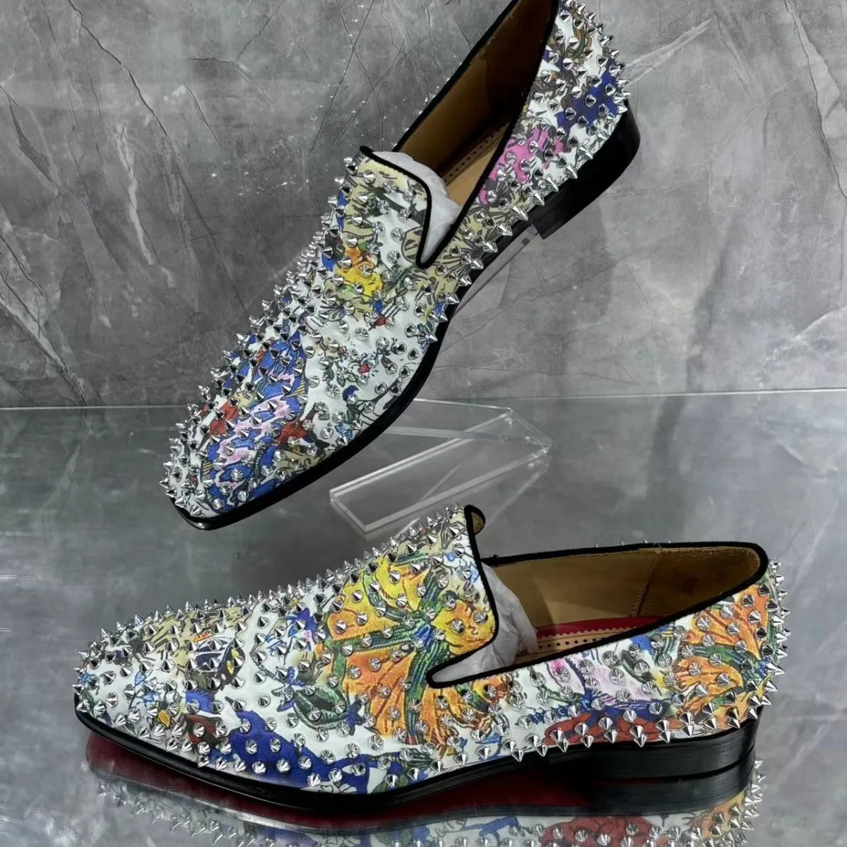 

2026 new men's low-cut rivet loafers high-quality men's punk breathable fashion casual shoes men's shoes