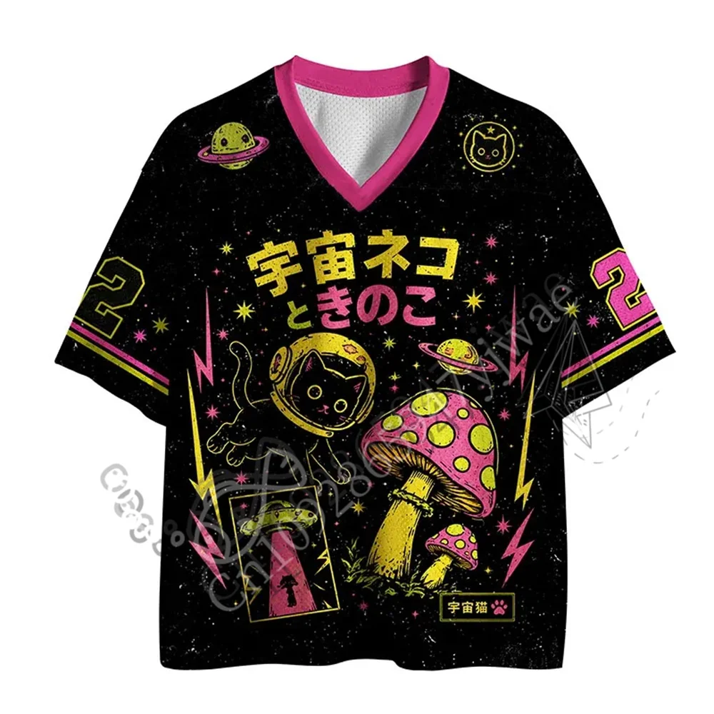 Lucky Daruma Painting Tabby Cat Cherry Blossom Mesh Jersey Fashion Cartoon Graphic T-shirt Summer Adult Children's T-shirt
