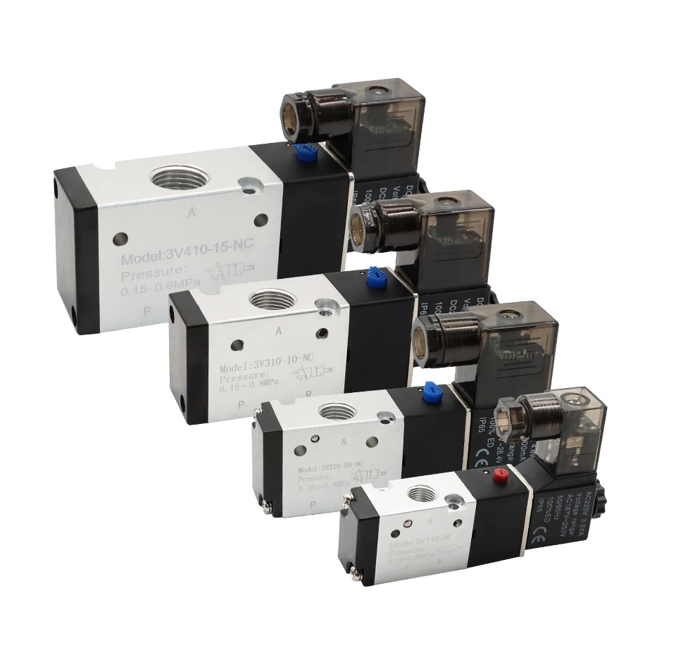 Magnetventil 3 Way 2 Position Pneumatic Control Valve Solenoid Valves 3V110-06 3V210-08 3V310-10 3V410-15 DC 12V 24V AC 110V 220V Pneumatik — Detail 3