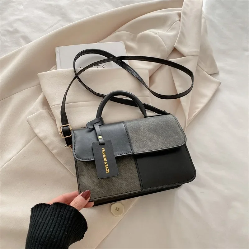 Elegante Damenhandtasche, Umhängetasche, Schultertasche, Tragetasche mit Druckknopfverschluss, Alltagsaccessoire, geometrisches Muster, für Modebegeisterte. – Detail 6