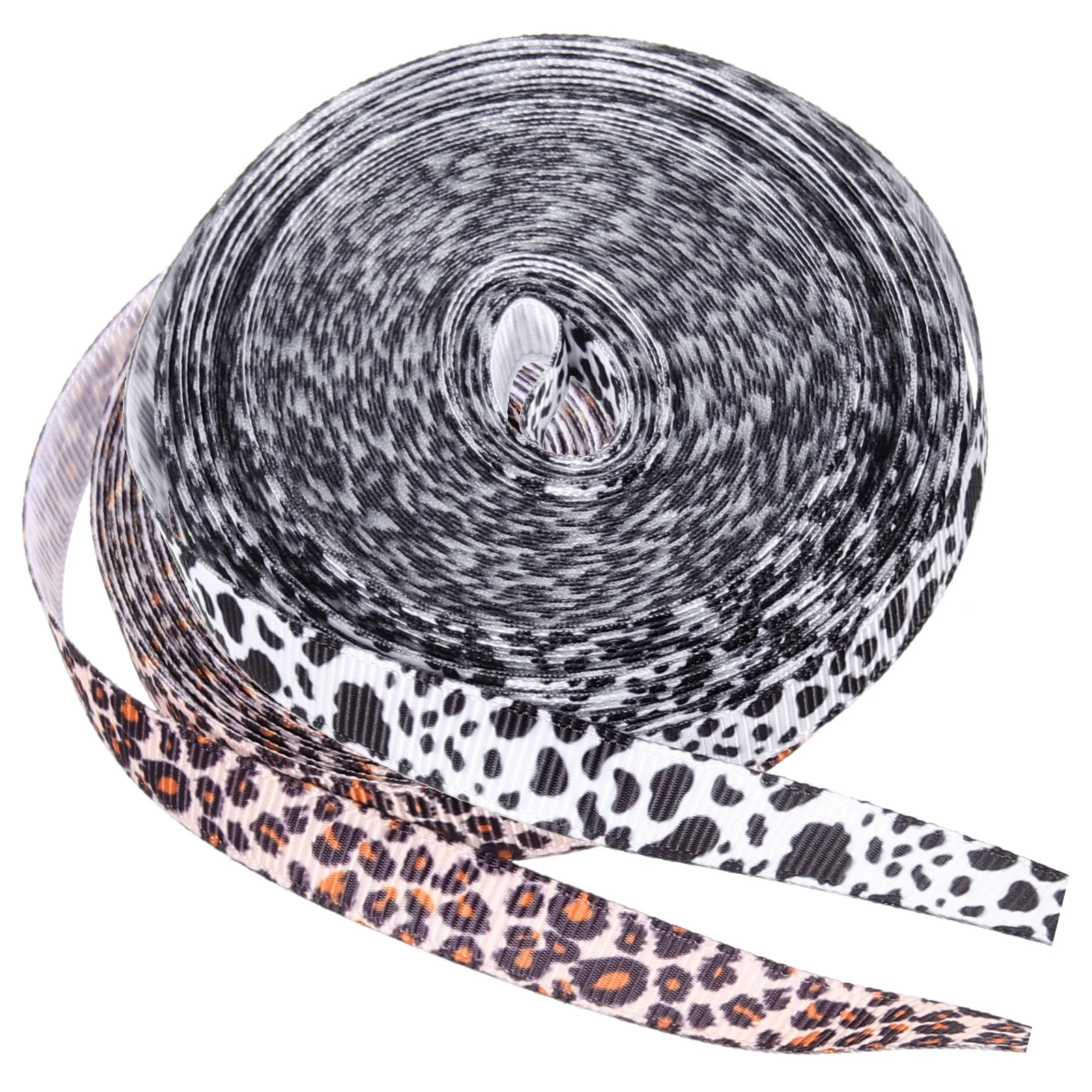 

2 Rolls Hair Bow Ribbon Material Cow Leopard Print Polyester Soft Craft Ribbon for Hair Accessories Gift Wrapping DIY