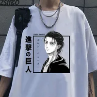 Eren Jaeger-Camiseta Con Estampado Gráfico Para Hombre Y Mujer, Camiseta De Anime Harajuku Y2K, Tops De Cuello Redondo