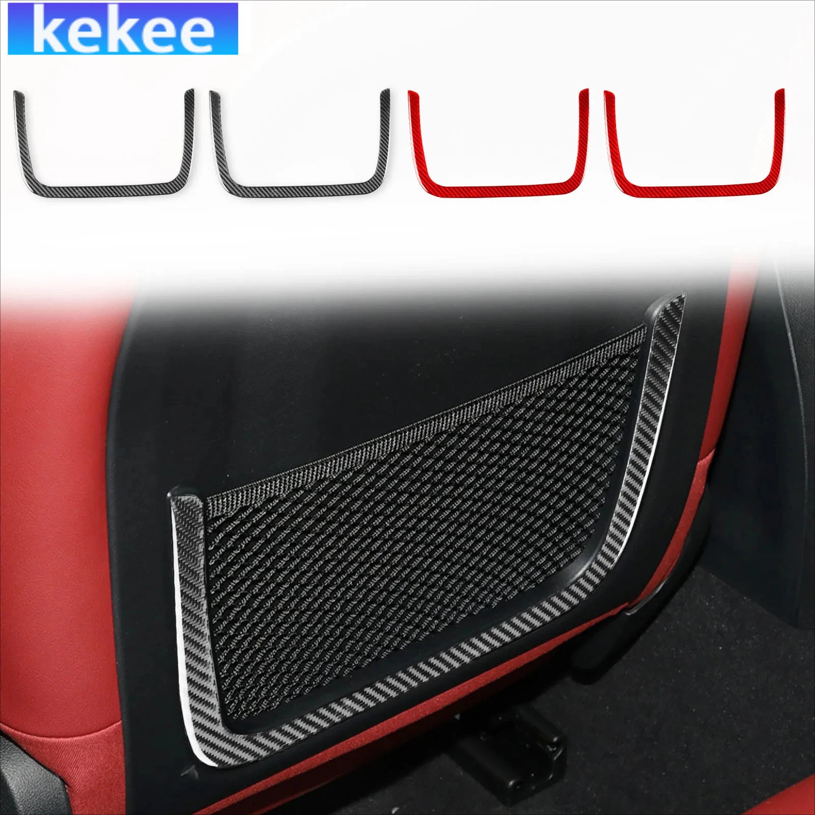 

For BMW 4 Series G22 G23 G26 2021-2024 Carbon Fiber Seat Backup Storage Net Frame Interior Car Accessories Cover Stickers Trim