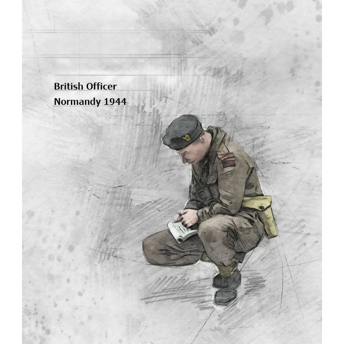 1/35scale resin unpainted model kit, military theme, British officer taking notes in Normandy, unassembled and unpainted GK
