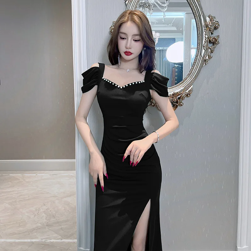 

Women's clothing hip wrap looks thin and sexy new night show arm wrap dress slim skirt base low-cut dress