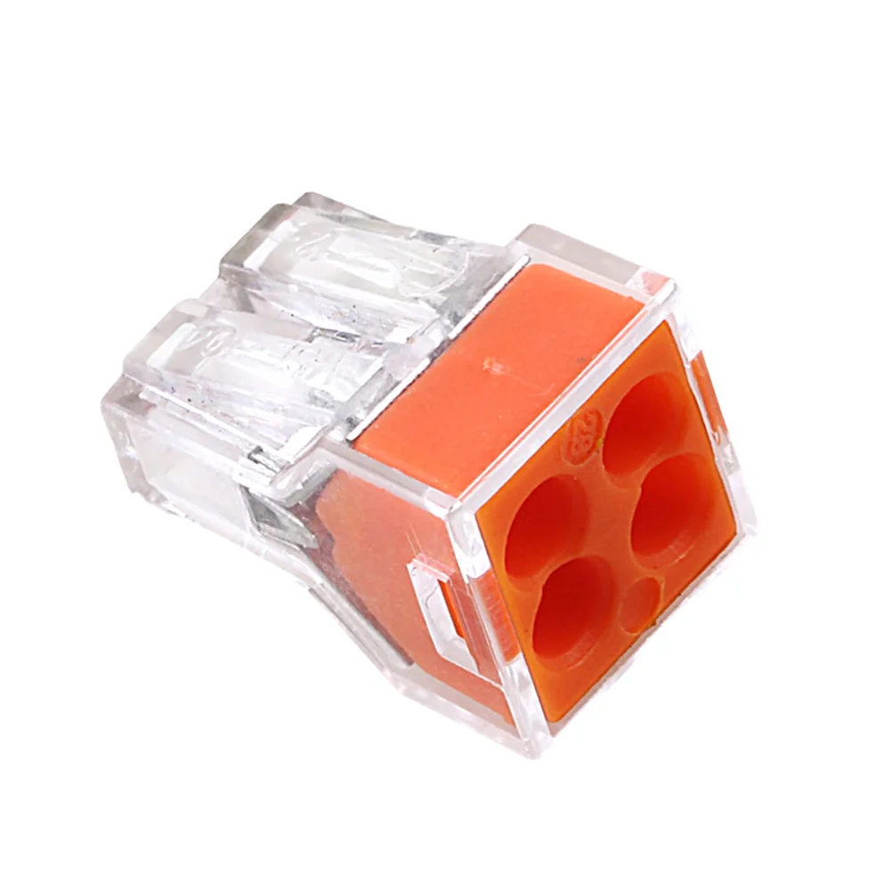 

10pcs 400V 24A 075-25mm 4 Way Terminal Block Push Wire Connector (Orange) electrical wire connectors