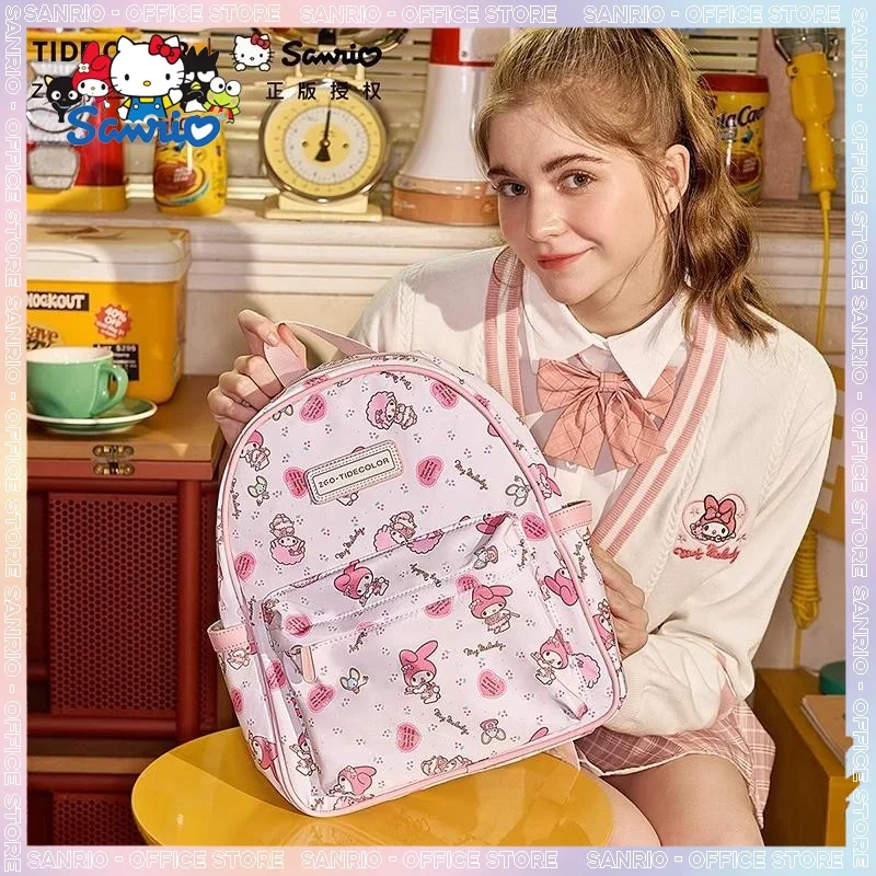 Cute Sanrio My Melody Printed Schoolbags With Gifts Box Girl Kawaii Doll Toys Backpack Large Capacity Shoulders Bags Girls Gifts