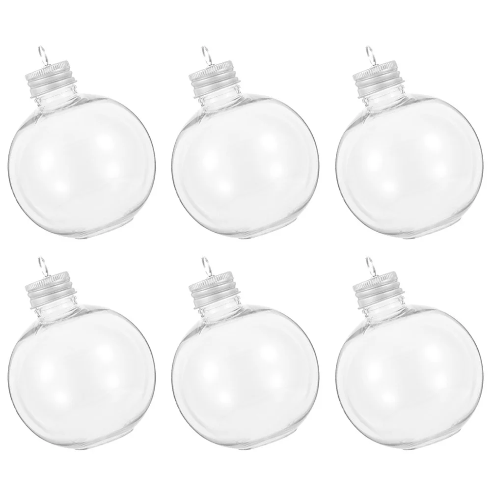 6Pcs Portable Juice Bottles Clear Bulb Shaped Pet Containers with Caps Leakproof for Milk Coffee Yogurt Storage Multipurpose