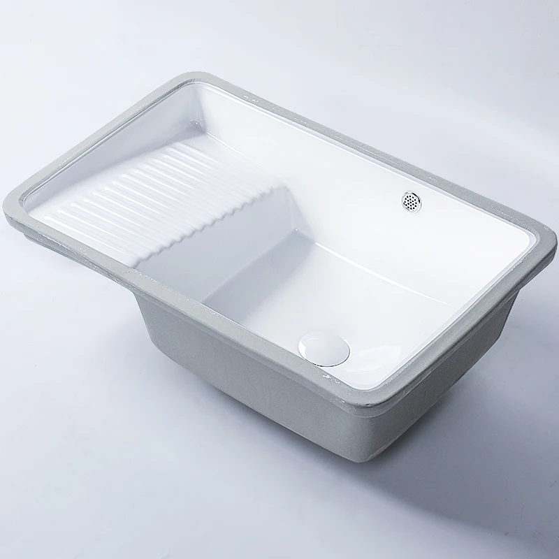 

New under-counter basin, sink, ceramic laundry basin, hand washing single basin with washboard, laundry table to deepen